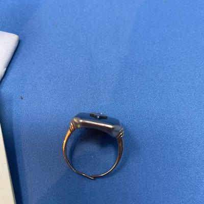 Sale Photo Thumbnail #607: Today this would be considered a ladies ring, but in the 1920s when it was made, it was for a man.
Ring needs band repair, so it can be sized to whatever you need.  Or make it into a pendant! 4.9 grams total weight.