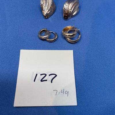Sale Photo Thumbnail #609: 3 sets, the hoops are heavier weight.  The shell looking ones are thin gold. 7.4 grams total weight.