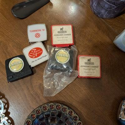 Large group of miscellaneous.... Artic insulated cup, vintage serving tray, Kraft cheese box, change counter.