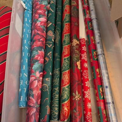 Container with wrapping paper