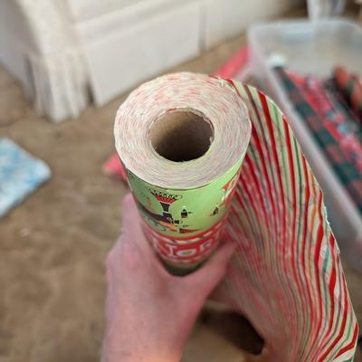 Container with wrapping paper