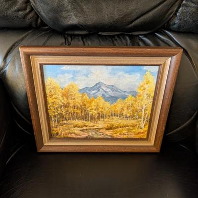Painting by Gladys Estes of Berthoud Co. Beautiful Aspen trees and mountains.