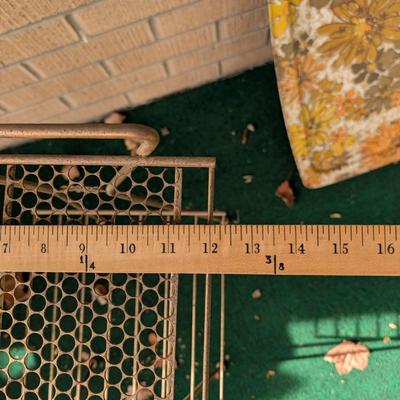 Vintage mid century, gold tone, wire plant or record stand.