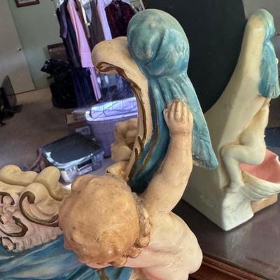 Antique Cherub Chalk Dresser Mirror