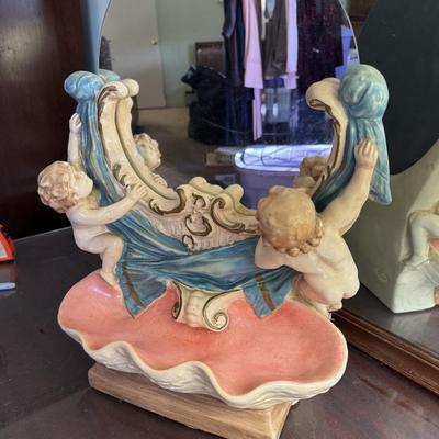 Antique Cherub Chalk Dresser Mirror
