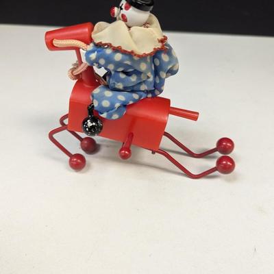 1970's Plastic Toy Clown Riding Hobby Horse