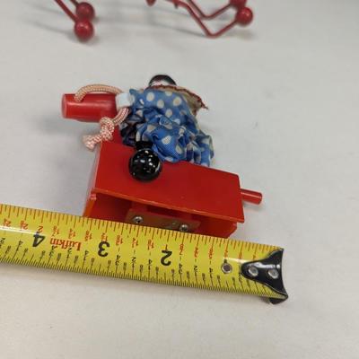 1970's Plastic Toy Clown Riding Hobby Horse