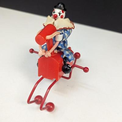 1970's Plastic Toy Clown Riding Hobby Horse