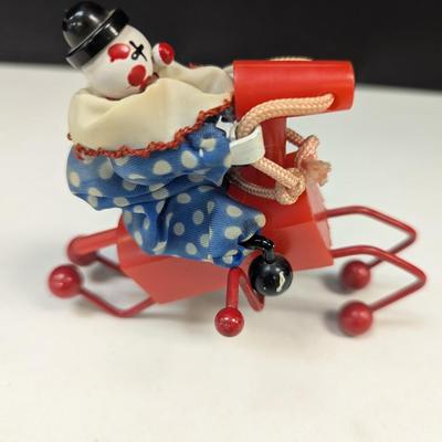 1970's Plastic Toy Clown Riding Hobby Horse