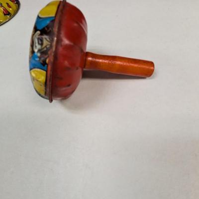 Al G. Kelly Miller Bros Circus Banner & U.S. MFG. Co, Tin Litho Noise Maker