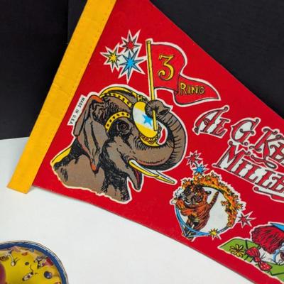 Al G. Kelly Miller Bros Circus Banner & U.S. MFG. Co, Tin Litho Noise Maker