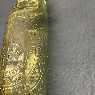 VINTAGE CODD NECK SODA BOTTLE GREEN GLASS W/MARBLE FROM UK COULTHARD HARDMAN