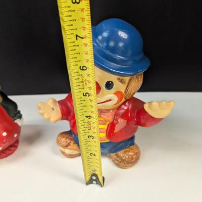 Vintage Bobble Head "Happy Face" Clown & Enesco Colorful Clown Ceramic Coin Bank Hand Painted w/ Stopper