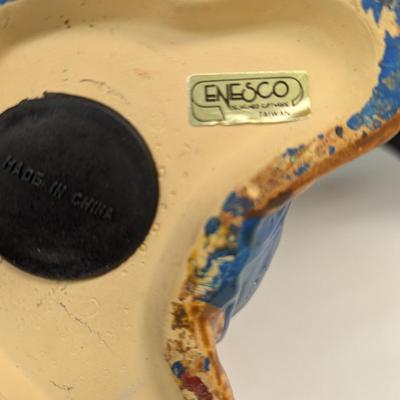 Vintage Bobble Head "Happy Face" Clown & Enesco Colorful Clown Ceramic Coin Bank Hand Painted w/ Stopper