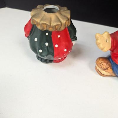 Vintage Bobble Head "Happy Face" Clown & Enesco Colorful Clown Ceramic Coin Bank Hand Painted w/ Stopper