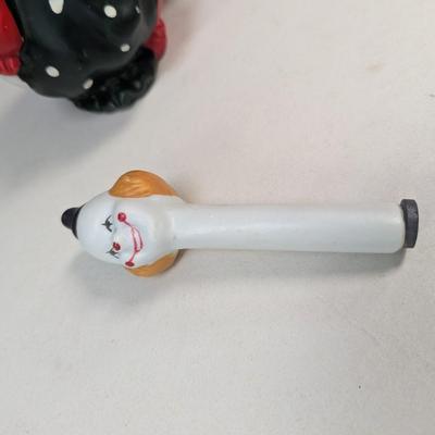 Vintage Bobble Head "Happy Face" Clown & Enesco Colorful Clown Ceramic Coin Bank Hand Painted w/ Stopper
