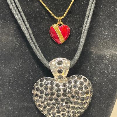 Red Royal heart necklace and black heart necklace
