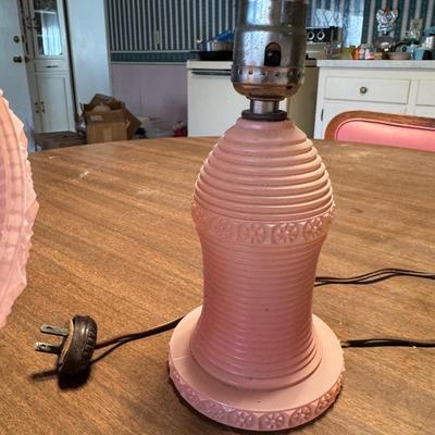 Vintage Pink Glass Vanity Lamp