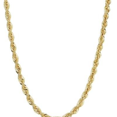 Solid 14k Yellow Gold Filled Rope Chain Necklace (4.2 mm, 18 inch)