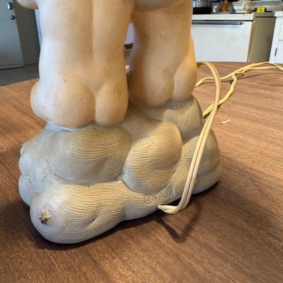 Vintage Chalk Cherub Lamp