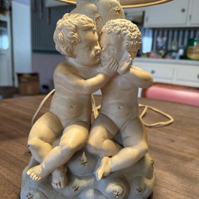Vintage Chalk Cherub Lamp