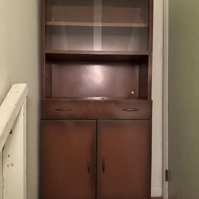 Vintage Brown Metal Kitchen Cabinet