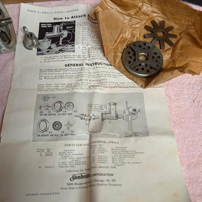 Antique Sunbeam mixmaster with different attachments