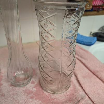 Misc vases, vase marbles, flower frog