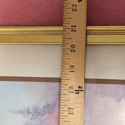 Pretty outdoor scene picture, framed "love is a circle" poem, gold tone wall hanging candle holder.