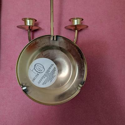 Pretty outdoor scene picture, framed "love is a circle" poem, gold tone wall hanging candle holder.