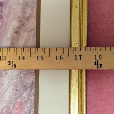 Pretty outdoor scene picture, framed "love is a circle" poem, gold tone wall hanging candle holder.