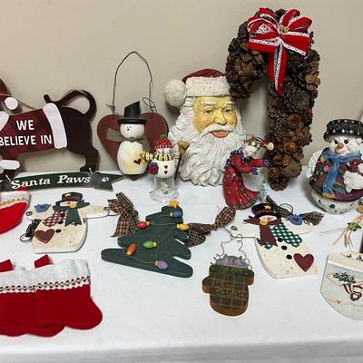 Sale Photo Thumbnail #90: .Ceramic Santa, musical Santa, wooden items