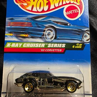 1999 Hot Wheels X-Ray Cruiser Series #1 of 4 '63 Corvette Split Window | Transparent Black X-Ray Body w/ Visible Engine | Collector...