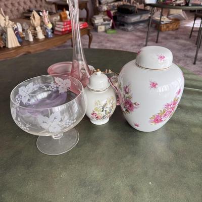 Decorative Glass Ashtrays, Urns and Vases