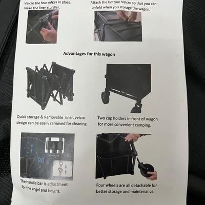 Sale Photo Thumbnail #230: Folding camping wagon that easily breaks down for storage. Great for beach outings or picnics with the family.  Never used and still in original box.