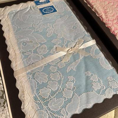 Vintage Lace and Vinyl Table Linens