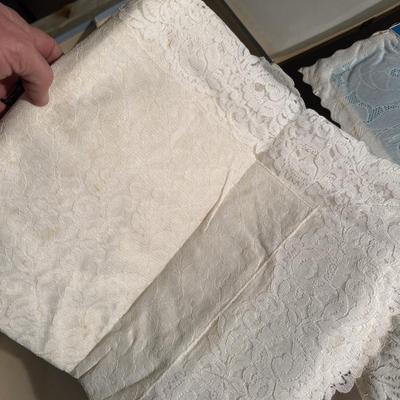 Vintage Lace and Vinyl Table Linens