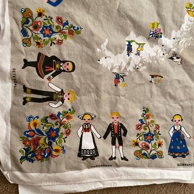 Norwegian table cloth with different cities