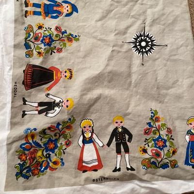 Norwegian table cloth with different cities