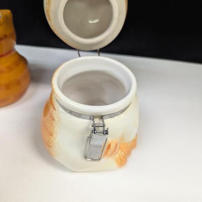 Orange Tabby Kitty Cat Hinged Canister Treat Jar & Orange & White Cat Mug
