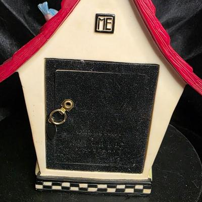 Vintage 2000 Michel & Company ME Ink Birdhouse Clock | Red Roof Floral Porcelain Design | Quartz Movement | Whimsical Cottage Decor...