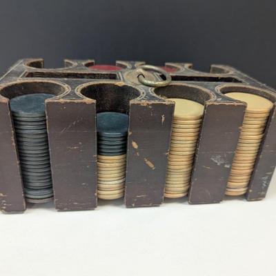 Vintage Poker Chips & Carrying Case 1960's Texas Hold' em Standard Poker Set