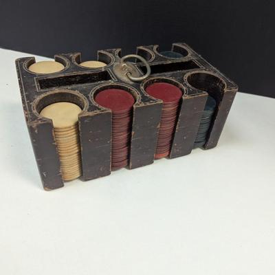 Vintage Poker Chips & Carrying Case 1960's Texas Hold' em Standard Poker Set