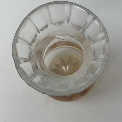 JULIA GLASSWORKS AMBER AND CRYSTAL VASE MADE IN 1960S POLAND