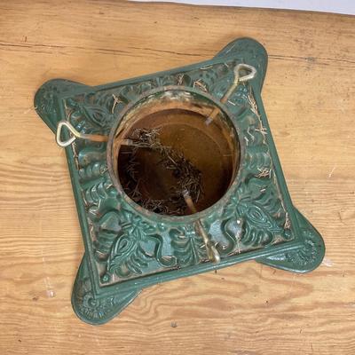 Z511 Vintage Green Cast Iron Christmas Tree Stand
