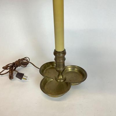 Z518 Vintage Chapman Brass Candlestick Table Lamp with Toleware Shade
