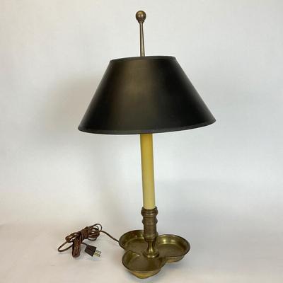 Z518 Vintage Chapman Brass Candlestick Table Lamp with Toleware Shade