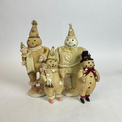 Z527 Set of Four Primative Cody Foster Weighted Snowmen