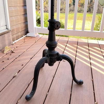 O541 Vintage Cast Iron Tri-legged Adjustable Table with Stone Top