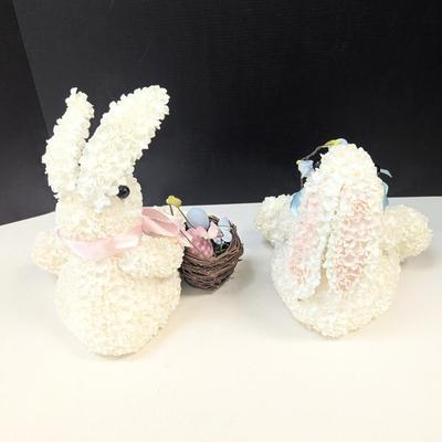 Vintage Styrofoam Covered Paper Flower Bunny Rabbits